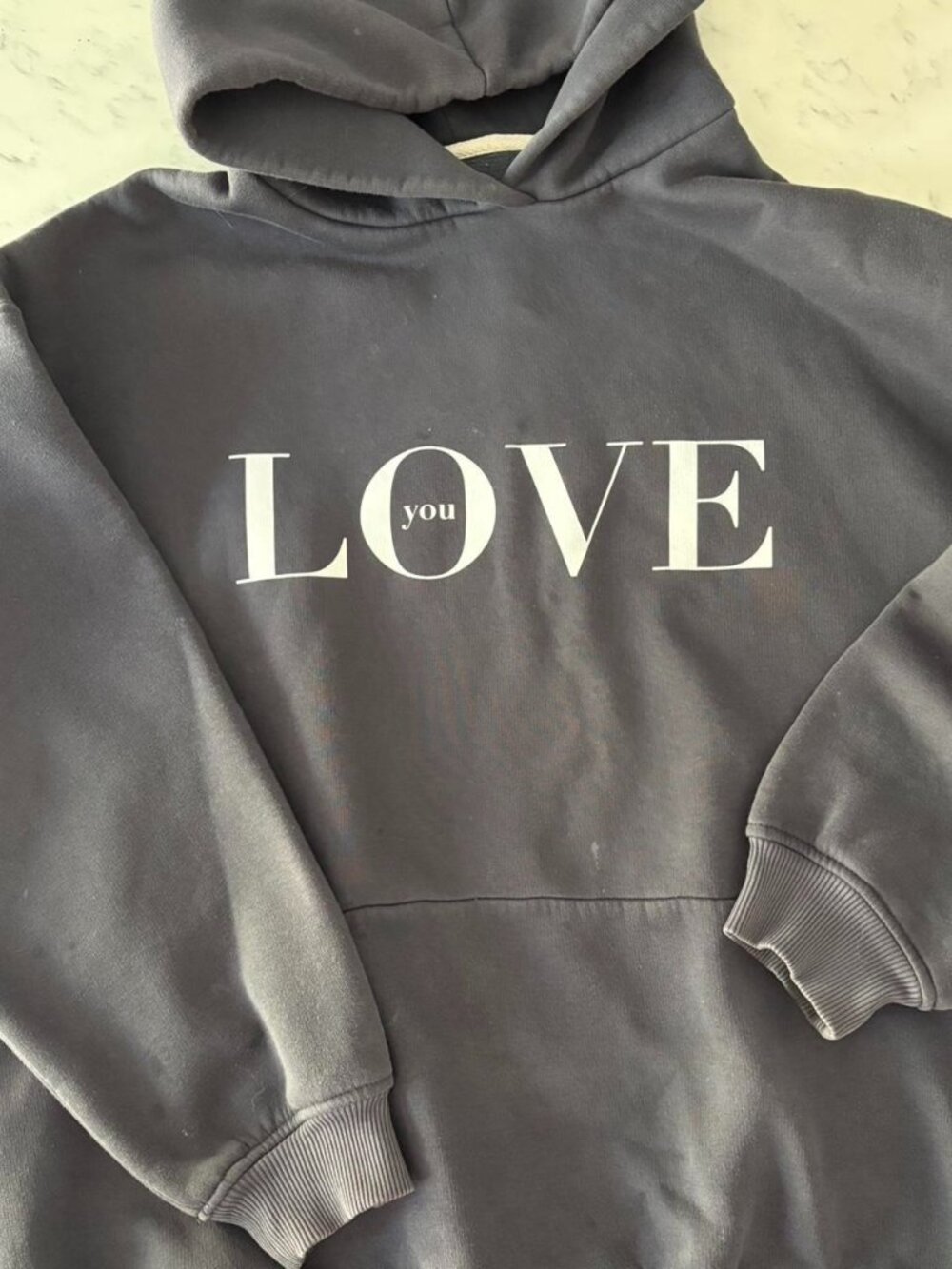 "LOVE YOU" Stormy Blue Hoodie